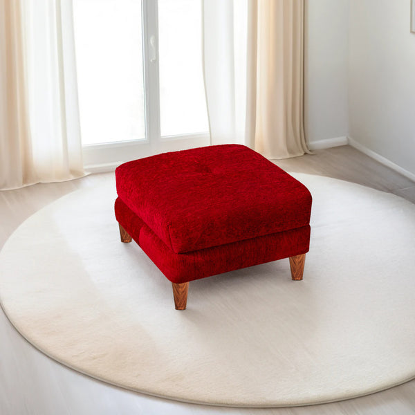 Milan 1 Seater Ottoman Stool - ( Chenille Molfino - Maroon )