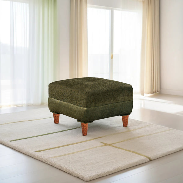 Milan 1 Seater Ottoman Stool - ( Chenille Molfino - Green)