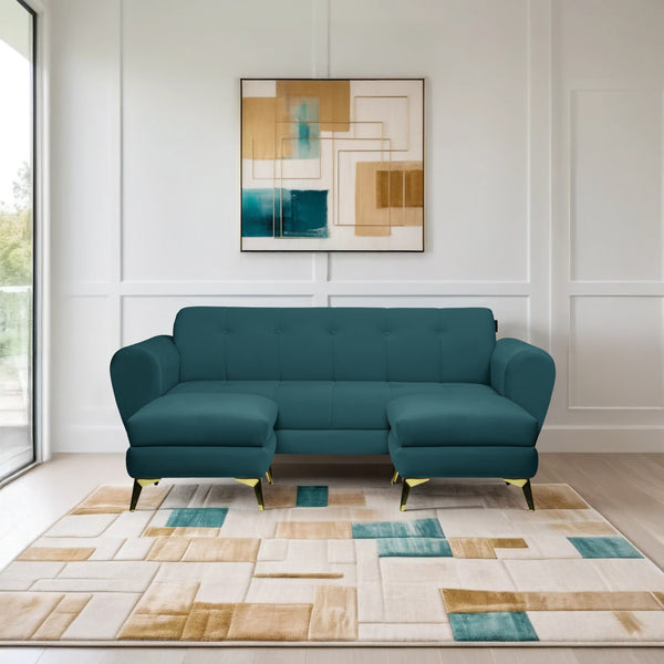 Milan Icon Ottoman 5 Seater Sofa - ( Plush Suede Fabric - Teal )