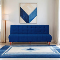 florida 4 seater wooden sofa cum bed premium molfino fabric sky blue copy
