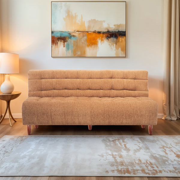 Florida Neo 3 Seater Wooden Sofa Cum Bed - ( Premium Molfino Fabric- Beige)