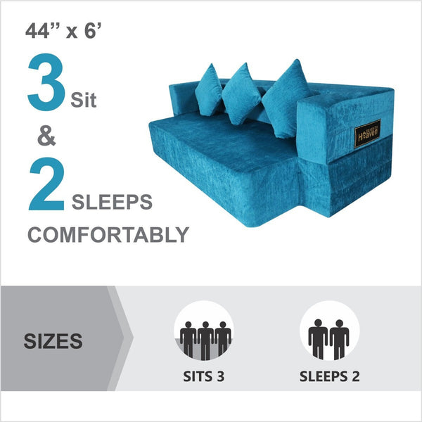 Flipper X Sofa Cum Bed - 3  Seater, Plain Cushion ( Premium Molfino Fabric, Sky Blue )