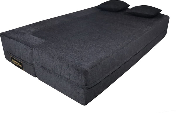 Flipper X Sofa Cum Bed - 3  Seater, Plain Cushion ( Premium Molfino Fabric, Black)