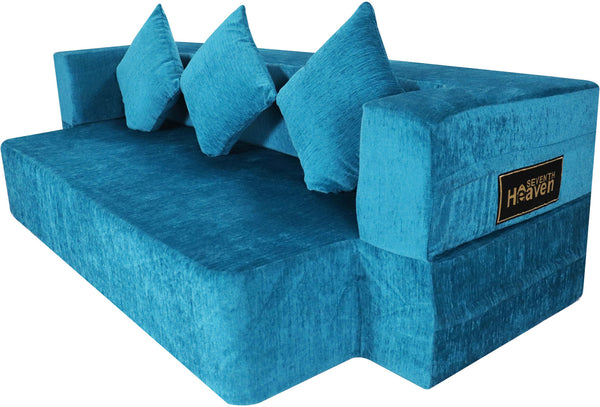 Flipper X Sofa Cum Bed - 3  Seater, Plain Cushion ( Premium Molfino Fabric, Sky Blue )