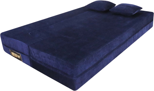 Flipper X Sofa Cum Bed - 3  Seater, Plain Cushion ( Premium Molfino Fabric, Blue )