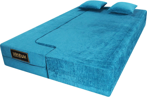Flipper X Sofa Cum Bed - 3  Seater, Plain Cushion ( Premium Molfino Fabric, Sky Blue )
