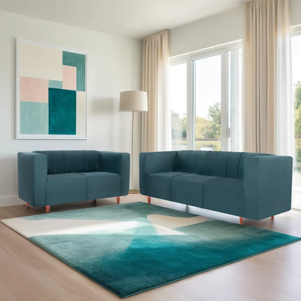 Sydney (3+2) Seater Sofa- ( Plush Suede Fabric- Teal )