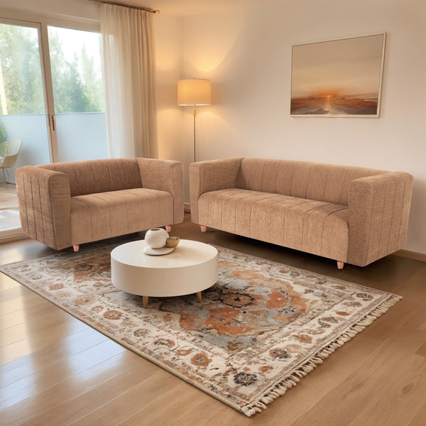 Tokyo 5 Seater Sofa- (3+2) ( Premium Molfino Fabric - Beige)