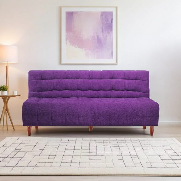 Florida Neo 4 Seater Wooden Sofa Cum Bed - ( Premium Molfino Fabric- Purple )
