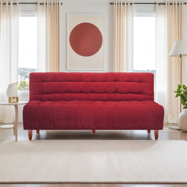 Florida Neo 4 Seater Wooden Sofa Cum Bed - ( Premium Molfino Fabric- Maroon )