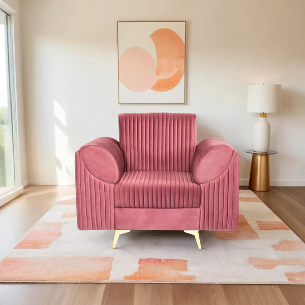 Venice 1 Seater Sofa - ( Plush Suede Fabric- Peach )