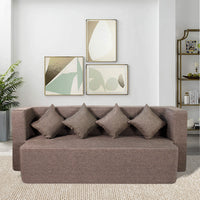 brown jute fabric 78x44x14 flipperx sofa bed