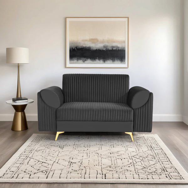 Venice 2 Seater Sofa - ( Plush Suede Fabric - Black )