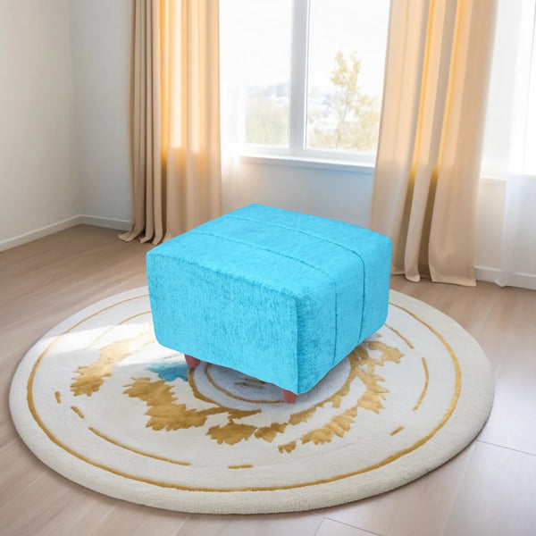 Tokyo 1 Seater Ottoman Stool - ( Chenille Molfino - Sky Blue )