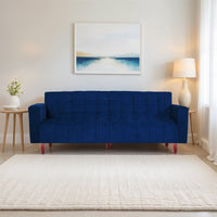 seventh heaven 4 seater wooden sofa cum bed chenille molfino fabric 72x36x16 3 year warranty 4 seater single solid wood pull out sofa cum bed finish color blue delivery condition diydo it yourself