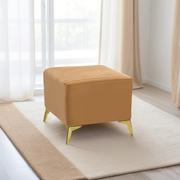 Venice 1 Seater Ottoman Stool - ( Plush Suede Fabric - Beige )