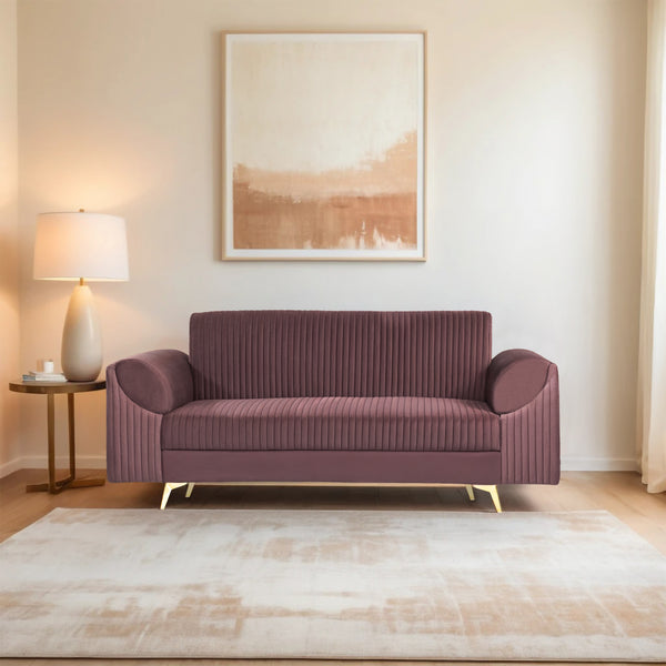 Venice 3 Seater Sofa- ( Plush Suede Fabric- Brown )