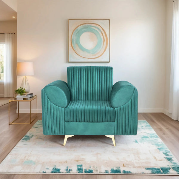 Venice 1 Seater Sofa - ( Plush Suede Fabric - Teal )