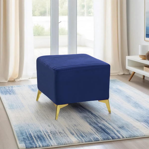 Venice 1 Seater Ottoman Stool - ( Plush Sued - Blue )