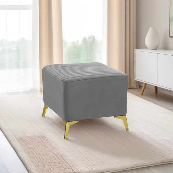 Venice 1 Seater Ottoman Stool - ( Plush Sued - Grey)