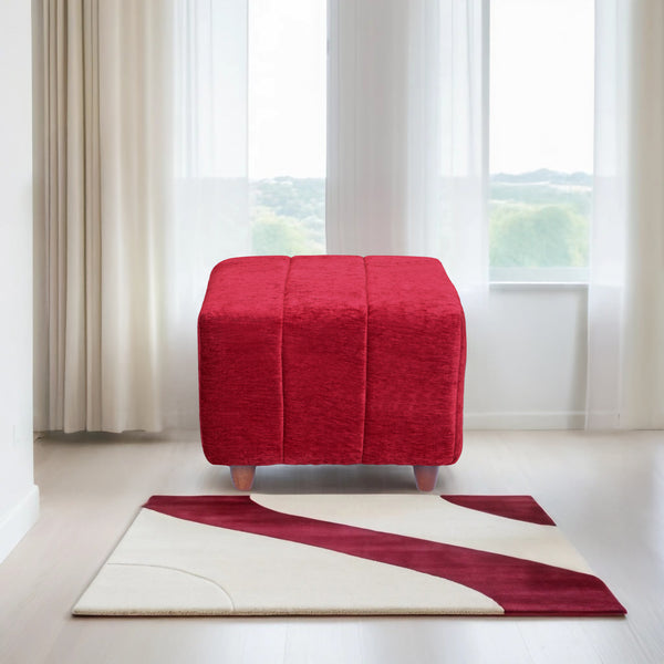 Tokyo 1 Seater Ottoman Stool - ( Chenille Molfino - Maroon )