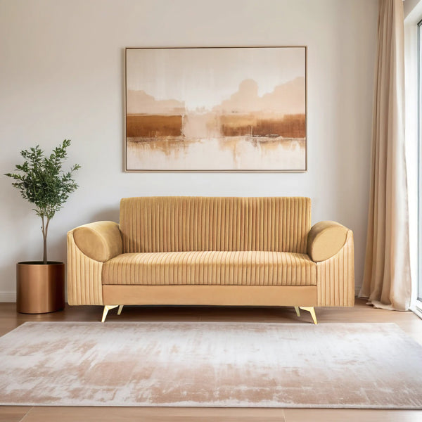 Venice 3 Seater Sofa  - ( Plush Suede Fabric - Beige )