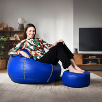 seventh heaven 3xl bean bag cover with footrest cushion premium leatherite brown red strip copy