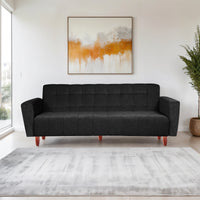 4 seater 72x14x16 wooden sofa cum bed with double solid wood black armrest 1