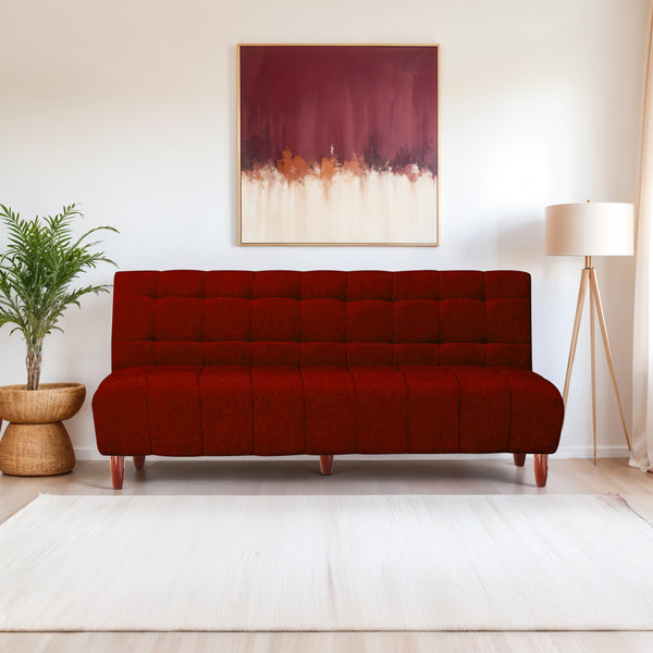 Florida 3 Seater Wooden Sofa Cum Bed - ( Premium Molfino Fabric- maroon )