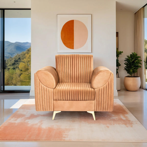 Venice 1 Seater Sofa  - ( Plush Suede Fabric - Beige )