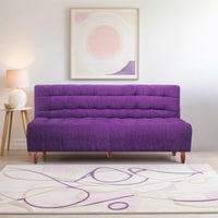 4 seater 72x36x16 wooden sofa cum bed with double solid wood purple