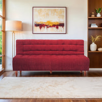 4 seater 72x36x16 wooden sofa cum bed with double solid wood maroon