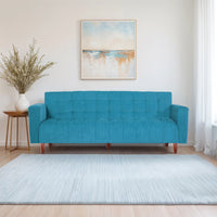 seventh heaven 4 seater wooden sofa cum bed chenille molfino fabric 72x36x16 3 year warranty 4 seater single solid wood pull out sofa cum bed finish color sky blue delivery condition diydo it yourself
