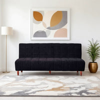 4 seater 72x44x16 wooden sofa cum bed with double solid wood black 1