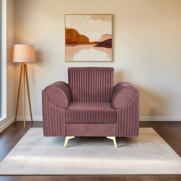 Venice 1 Seater Sofa - ( Plush Suede Fabric - Brown )