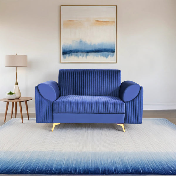 Venice 2 Seater Sofa- ( Plush Suede Fabric - Blue )