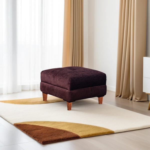Milan 1 Seater Ottoman Stool - ( Chenille Molfino - Brown )