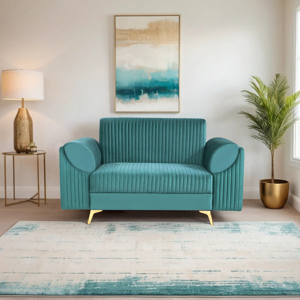 Venice 2 Seater Sofa - ( Plush Suede Fabric - Teal )