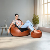 seventh heaven 3xl bean bag cover with footrest cushion premium leatherite royal blue yellow strip copy