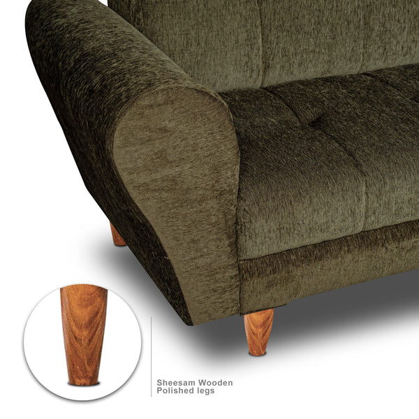 Florida Neo 4 Seater Wooden Sofa Cum Bed - ( Premium Molfino Fabric- Beige )