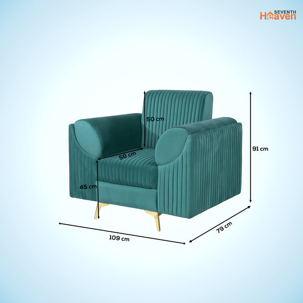 Venice 1 Seater Sofa - ( Plush Suede Fabric - Teal )