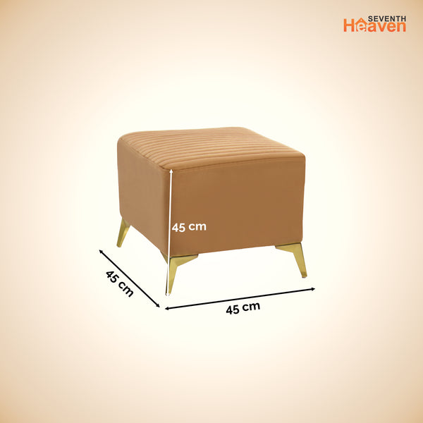 Venice 1 Seater Ottoman Stool - ( Plush Suede Fabric - Beige )