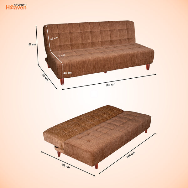 Florida 4 Seater Wooden Sofa Cum Bed - ( Premium Molfino Fabric- Beige)