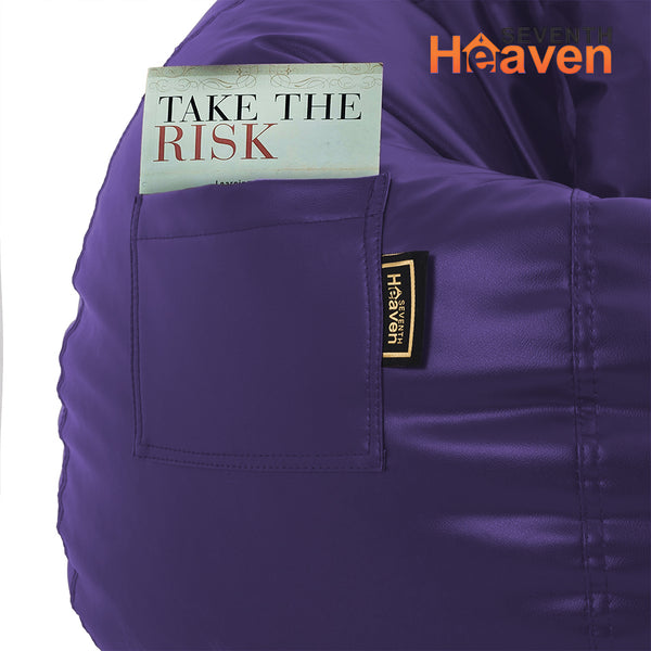 Seventh Heaven 3XL Bean Bag Cover with Footrest & Cushion ( Premium Leatherite - Purple )