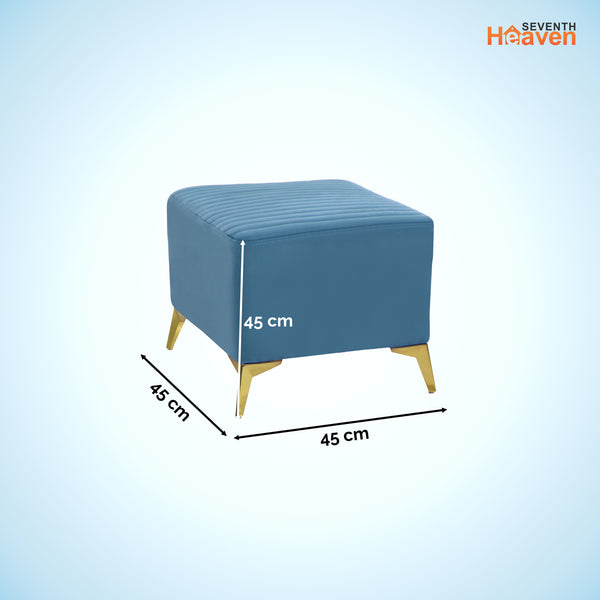 Venice 1 Seater Ottoman Stool - ( Plush Sued - Sky Blue )