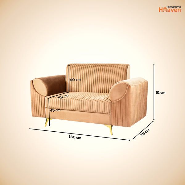 Venice 2 Seater Sofa - ( Plush Suede Fabric - Beige )