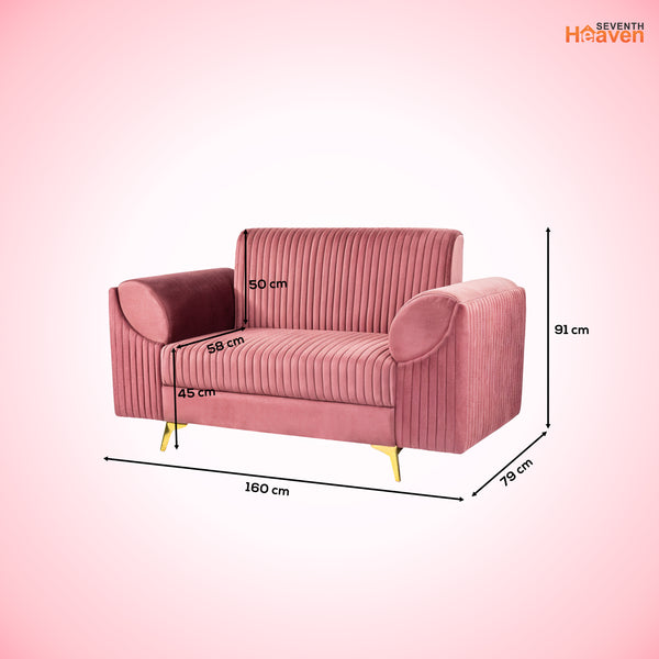 Venice 2 Seater Sofa - ( Plush Suede Fabric - Peach )