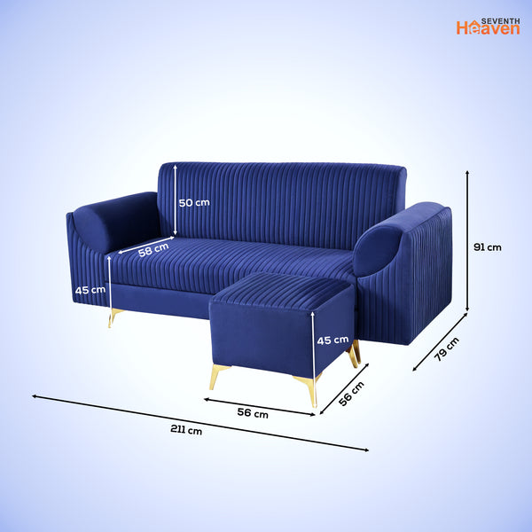 Venice 4 Seater Sofa with 1 Ottoman- ( Plush Suede Fabric- Brown )