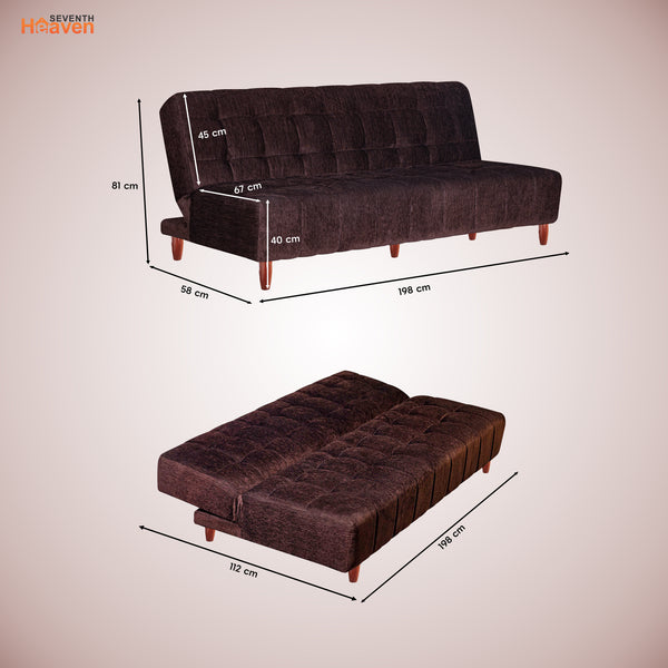 Florida 4 Seater Wooden Sofa Cum Bed - ( Premium Molfino Fabric- Brown)