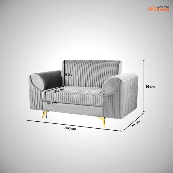 Venice 2 Seater Sofa - ( Plush Suede Fabric - Grey )